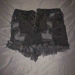 Black ripped jean shorts